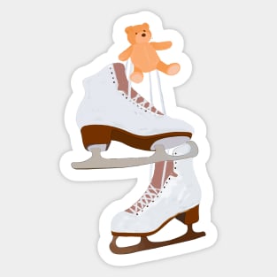 Winter Ice Skating Christmas Cute Drawing Sticker